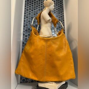 Pulicati Shoulder Bag Women's  Mustard Yellow Genuine Leather hobo bag.
